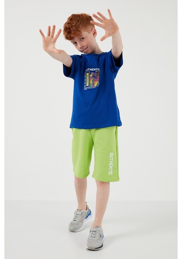 Lela Pamuklu Regular Fit Bisiklet Yaka Şortlu Alt-Üst Erkek Çocuk Takım 6212011 Saks