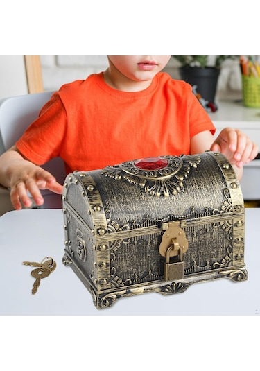 Bronz Maceracı Hazine Kutusu Korsan Sahne Takı Çok Fonksiyonlu Antika Sandık