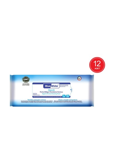 Blue White Hijyenik Perine Bölgesi Temizleme Havlusu 12 X 50'Li