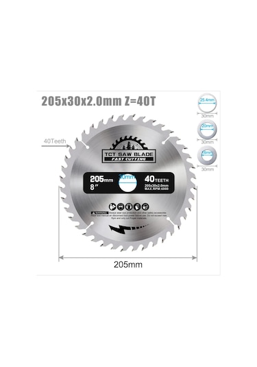 Xcan Sert Metal Uçlu Ahşap Kesme Testere Bıçağı 205x30x40t 297381629