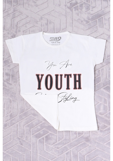 Hçm Kız Çocuk Tshirt Youth Baskılı Bisiklet Yaka C39 Gri