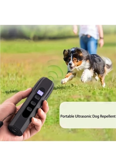 Willowhaven Siyah Taşınabilir Şarj Edilebilir Ultrasonik Köpek Kovucu Led Işıklı