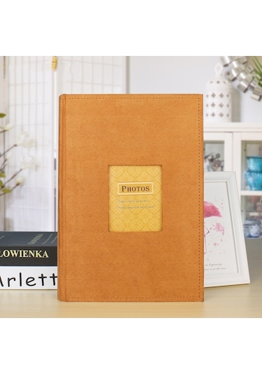 Rogfer 4r 6 İnç 300 Yaprak Bez Fotoğraf Albümü Retro Ekle Fotoğraf Albümü Kartpostal Depolama Fotoğraf Albümü Turuncu