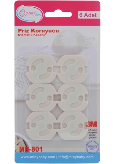 Miny Baby Priz Emniyeti 6'Lı - Beyaz Otomatik Kapanır