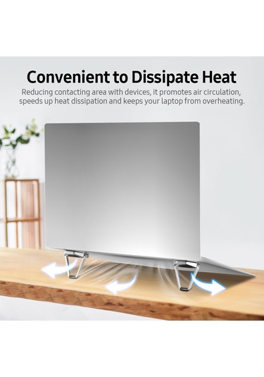 Wezone Laptop Soğutucu Ayaklı Tutucu - Taşınabilir Katlanabilir Alüminyum Stand - Ergonomik Yükseklik Artırıcı - Silikon Desteği - Siyah/gümüş