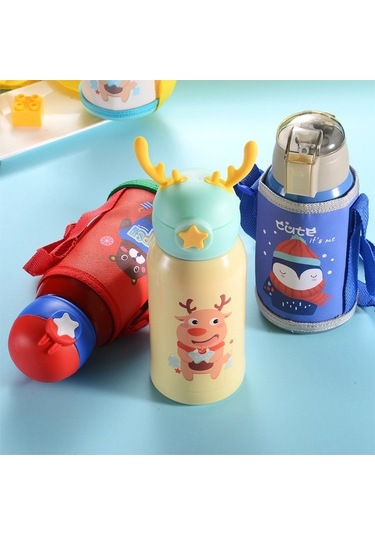 Pazly Termos Paslanmazçelik Mavi Mavi Karikatür Jian Hasır Fincan Fincan Fincan Fan Çocuk - Tv Mavi