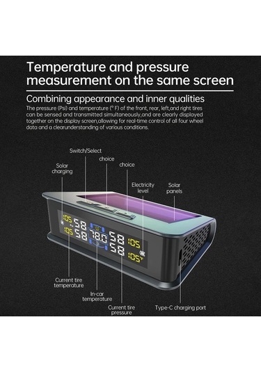 Boatshop1 T15 Tüm Uyumlu Modeller Harici Sensörlü Evrensel Kablosuz Güneş Enerjili Lastik Basınç İzleme Sistemi Tpms Usb Şarj 36v Hassas Algılama