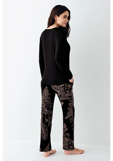 Arnetta 3439-s Kadın Uzun Kol Pijama Takım Siyah