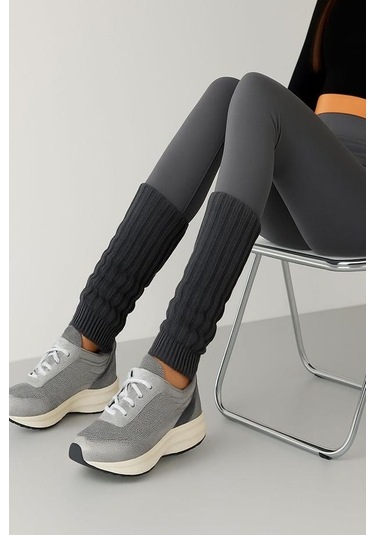 2 Adet Basic Kalın Pamuk Karışımlı Tozluk Açık Gri-antrasit-siyah