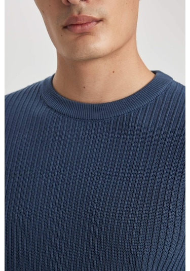 Defacto Standart Fit Bisiklet Yaka Kazak B9707AX24SPIN34 İndigo