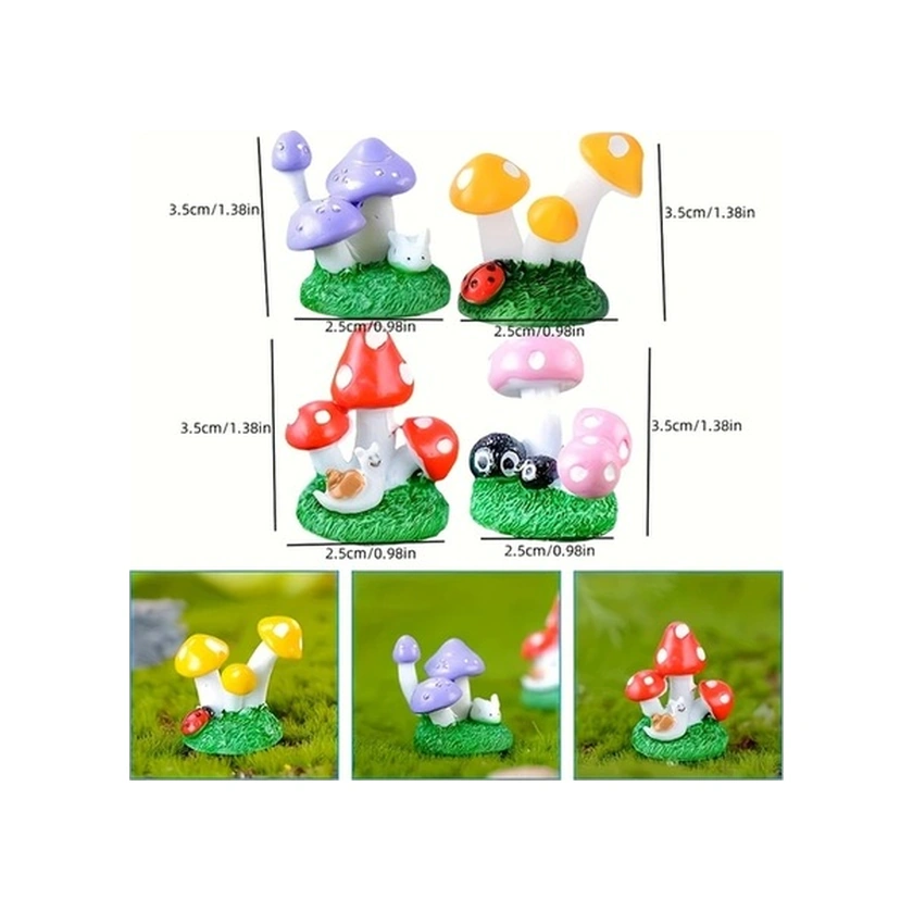 Trendooze 6 Adet Reçineli Kirpi Ve Mantar Bahçe Dekorasyonu, Sunshine022 Peri Bahçe Dekorasyonu