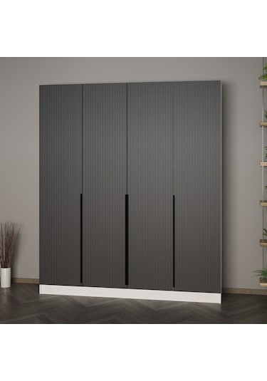 Minar Kale 210 Cm 4 Kapaklı 2b Raf Portmanto Byz Mbr Çizgili Ant