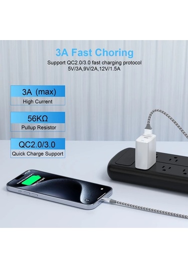 Willowhaven 5 Adet Karışık Usb Type C Kablosu 6 6ft Hızlı Şarj 3a