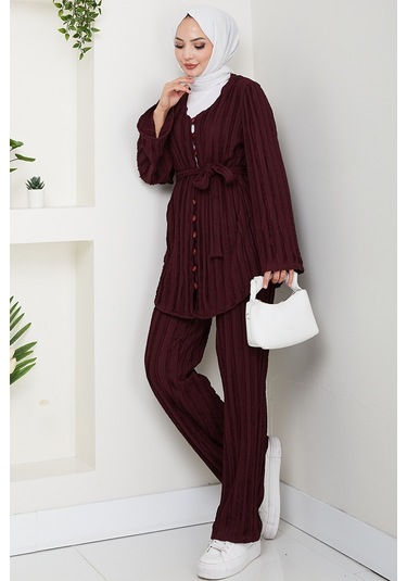 İlgen Fırfırlı İkili Takım 1610 - Mürdüm Mürdüm