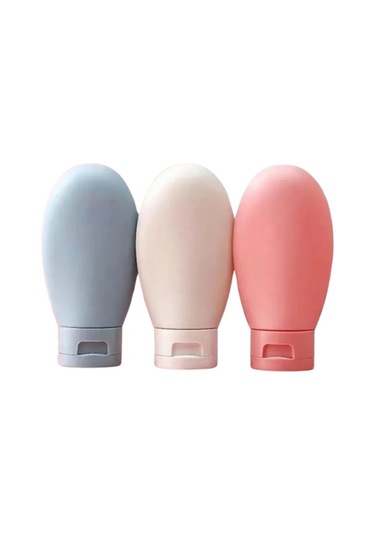 Mucit Home 3'lü Doldurulabilir Çantalı Seyahat Tipi Şişe Seti Boş Krem Şişesi 60ml