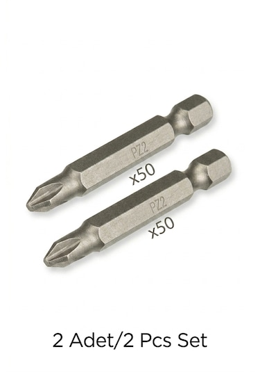 Pz2 X 50 Mm Şarjlı Tornavida Vidalama Bits Ucu 2'li Set Pz2x50