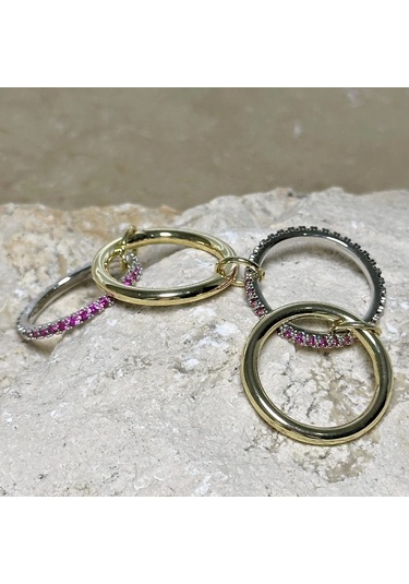 4'lü Gold-pembe Yüzük Çok Renkli