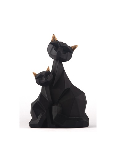 Modern Kübik Kedi Siyah Biblo
