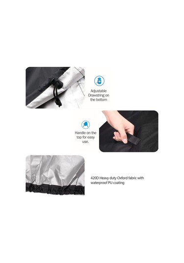 Padalink 75x70cm 420d Oxford Kumaş Bbq Mutfak Mutfak Koruması - Yağmur, Toz Ve Güneşten Koruma, Kollü Dış Mekan Izgaralar İçin Siyah