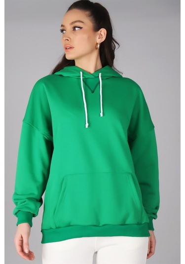Sweetness Kadın Yeşil Kapüşonlu Sweatshirt Yeşil