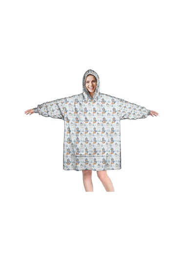 Cat Desenli Giyilebilir Battaniye Hoodie, Unisex, Kalın Polar, Kol Ve Cep-a66 Cat Winter Snow