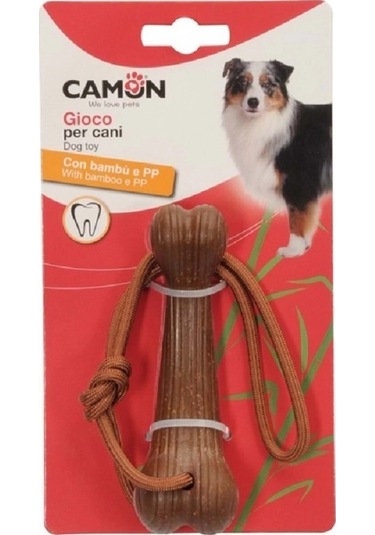 Camon Pp, Bambu Ve İpten Eğlenceli Kemik Şeklinde Köpek Oyuncak 16,5 Cm