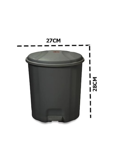 Motek Elit Pedallı Plastik Çöp Kovası İç Kovalı 6 Lt Antrasit Siy