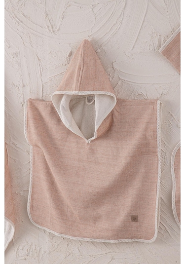 Ecocotton Hasna Terra 2-5 Yaş %100 Organik Pamuk Keten Melanj 4' Lü Bebek Panço Seti Turuncu