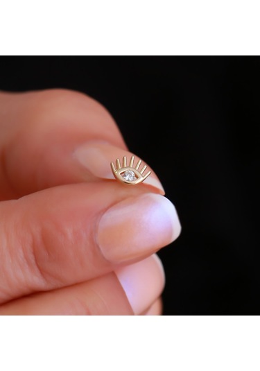14 Ayar Altın Kirpik Göz Tragus Piercing Sarı