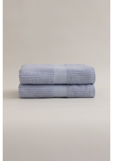 Ivory Mavi Fitilli Mikro Fiber %100 Pamuk 2li El Yüz Havlusu Seti Mavi