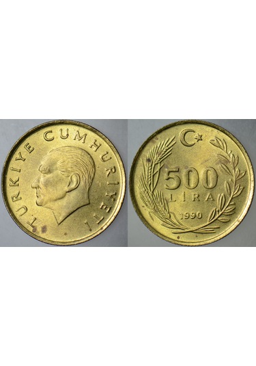 500 Lira 1990 Lekeli Çilaltı.
