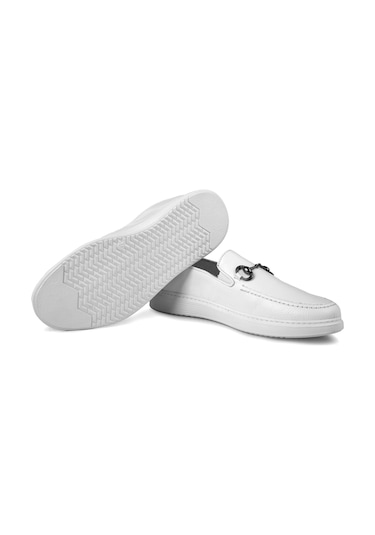 Ducavelli Anchor Hakiki Deri Erkek Günlük Ayakkabı, Loafer Ayakkabı, Hafif Ayakkabı, Yazlık Ayakkabı, Hafif Ayakkabı Beyaz
