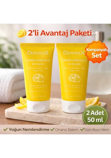 Limon Kabuklu El Kremi 2'li 50 Ml Yoğun Nemlendirici Avantajlı Set