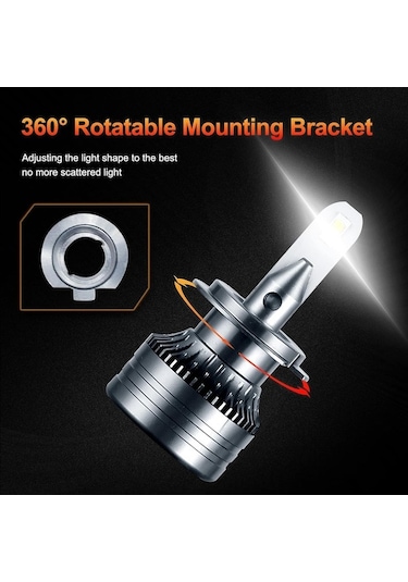 Pazly Gri H7 Led Far Ampulleri, Ip68 Su Geçirmez Araba Far K22548-h7