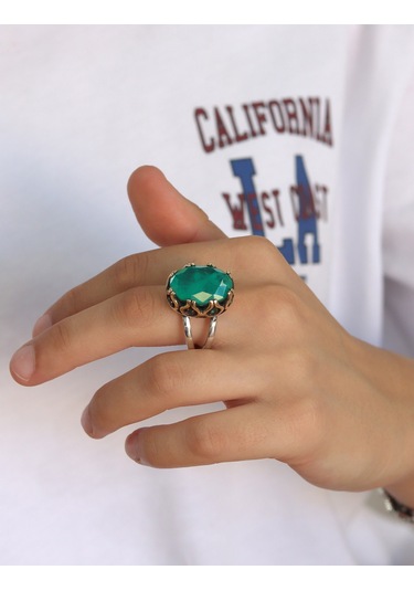 Paraiba Taşlı El İşçiliği Otantik Gümüş Kadın Yüzük 201024708 Gümüş