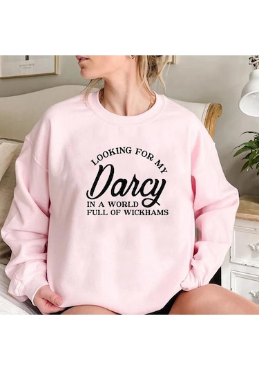 Pembe Benim Darcy Kazak'ımı Arıyorum Jane Austen Fan Kapüşonlu Kazak Wickhams Top'la Dolu Bir Dünyada Gurur Ve Önyargı Kazak Pembe