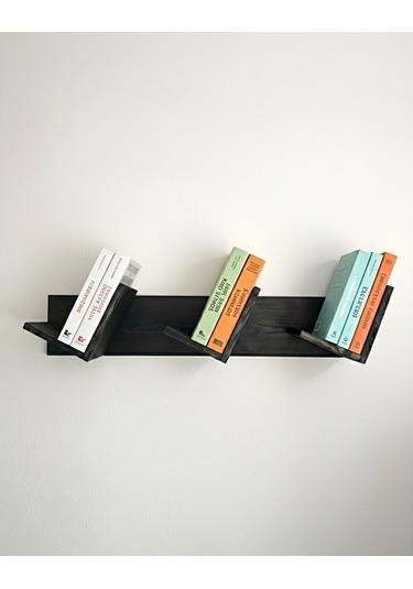 Doğal Ahşap Kitaplık, Dekoratif Tasarım Ahşap Vintage Kitaplık Siyah