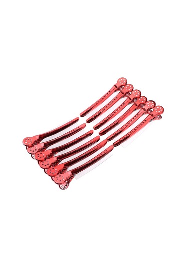 Suntek 12 Adet Paslanmaz Ördek Kesit Klipleri Berber Saç Kesimi Kırmızı