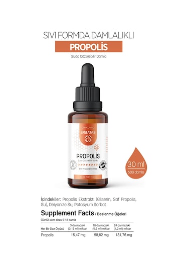 Erbatab Propolis Suda Çözünebilir Damla 30 ML