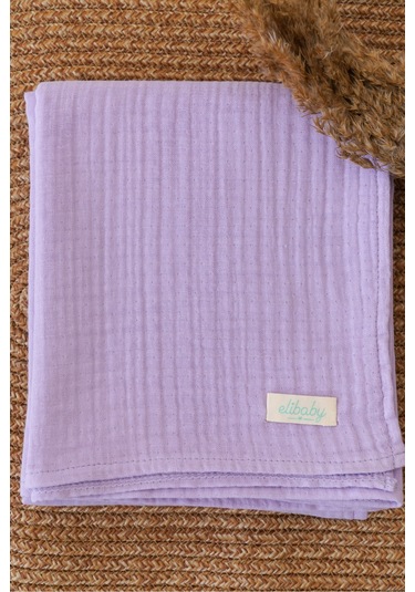 Organik Pamuk Ekstra Yumuşak 4 Katlı Müslin Battaniye Lavanta 85x100 CM Açık Mor