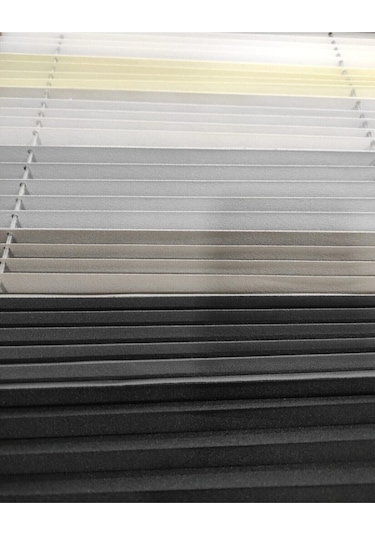 Plise Katlanır Cam Balkon Perdesi - Ofis Perdesi - Mutfak Perdesi - Salon Perdesi Gri Gri