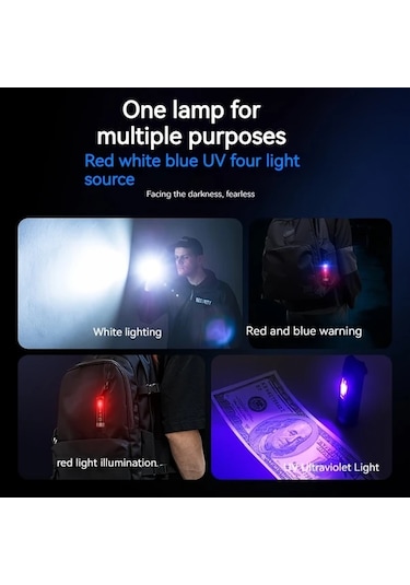 Brightnova Black Phılıps Parlak Işık Mini El Feneri Taşınabilir Type-c Şarj Gece Seyahat Mor Işık Altın