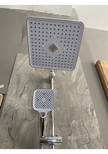 Rudi Armatür Mardin Lüx Pirinç Yönlendirici Ve Sabunluklu Robot Duş Seti Gri