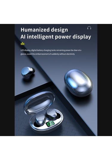 Vkemall K20 Yeşil Kablosuz Kulak İçi Bluetooth 5.3 Kulaklık, Akıllı Sayım Ekranı, Uzun Pil Süresi, İş İletişimi İçin