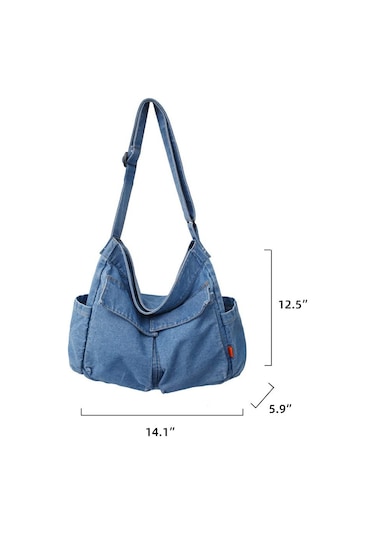 Skycity Büyük Kapasiteli Kadın Denim Çapraz Çanta - Yumuşak Poliester Astarlı, Şık Ve Konforlu Koyu Mavi