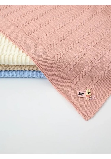 Mk Accessories Yenidoğan İçin Örgü Battaniye 100x100 Cm 269118676 Tozlu Pembe