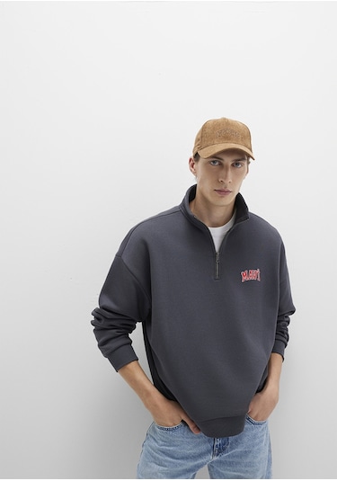 Mavi - Mavi Logo Baskılı Yarı Fermuarlı Antrasit Sweatshirt 0s10208-80106 Antrasit