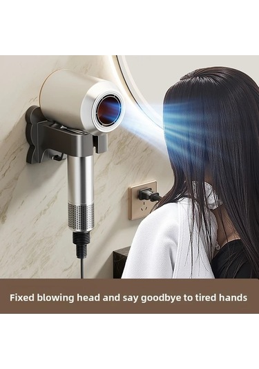 Dashanshop Beyaz Deliksiz Saç Kurutma Makinesi Askısı - Güçlü Yapışkanlı, Modern Banyo Depolama Çözümü Beyaz