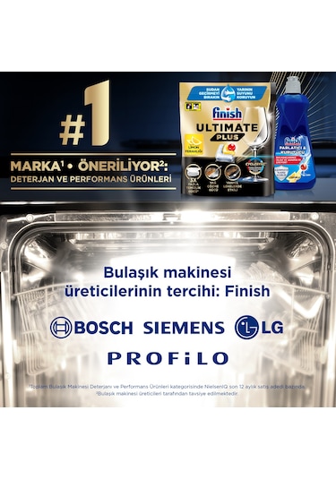 Finish Ultimate Plus Hepsi Bir Arada Limon Bulaşık Makinesi Deterjanı Tableti 60 Kapsül
