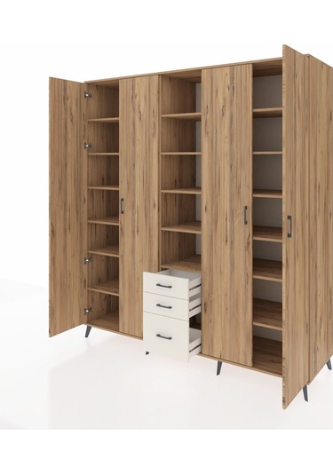 Kronos Dolap 17 Raflı 3 Çekmeceli 4 Kapaklı 220x59x243 Çam-çam/aytaşı Atlas Çam/aytası